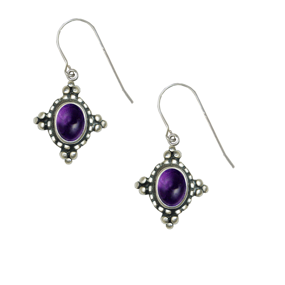 Sterling Silver Little Amethyst Gemstone Drop Dangle Earrings